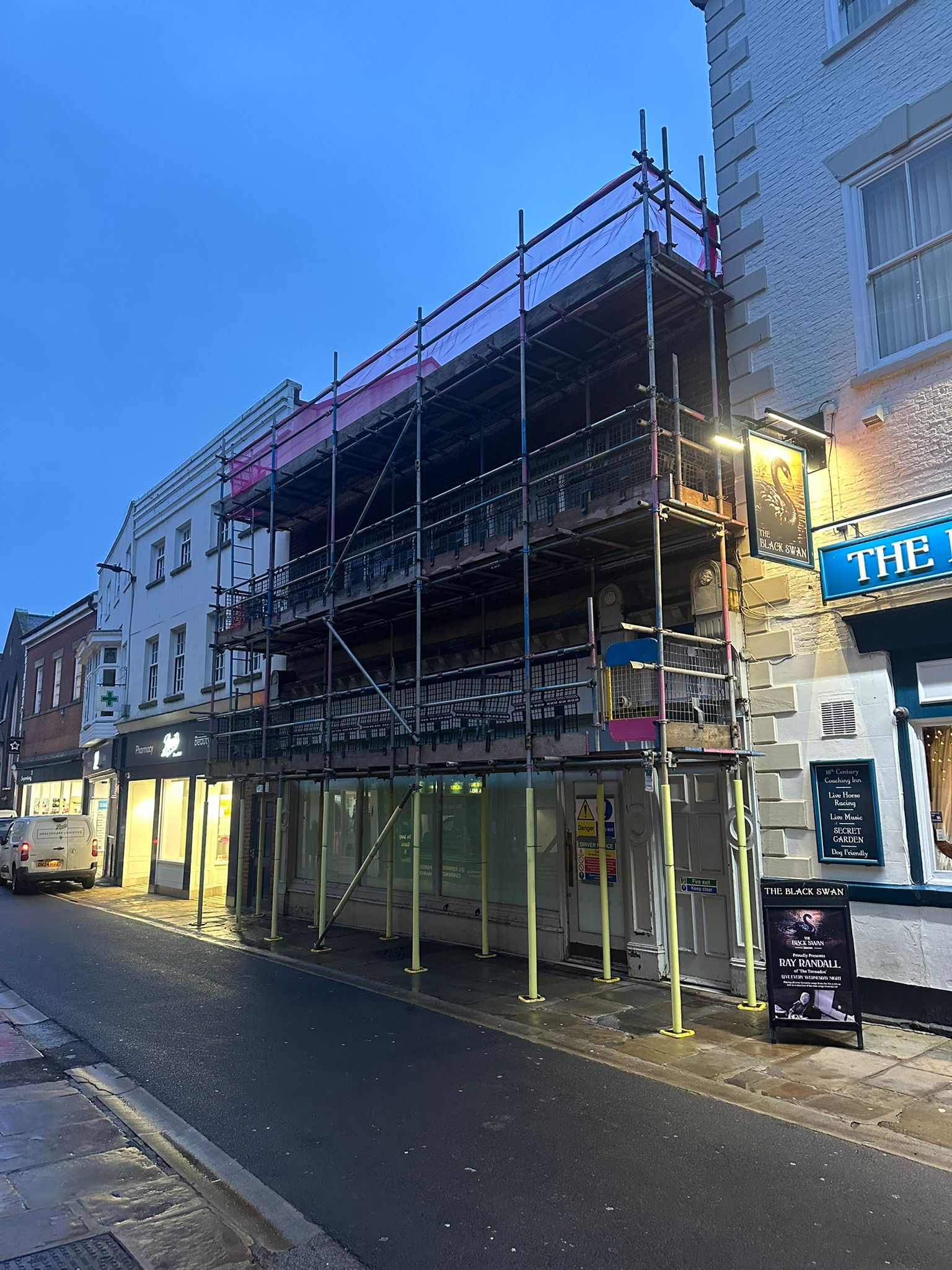 Town centre commercial scaffolding